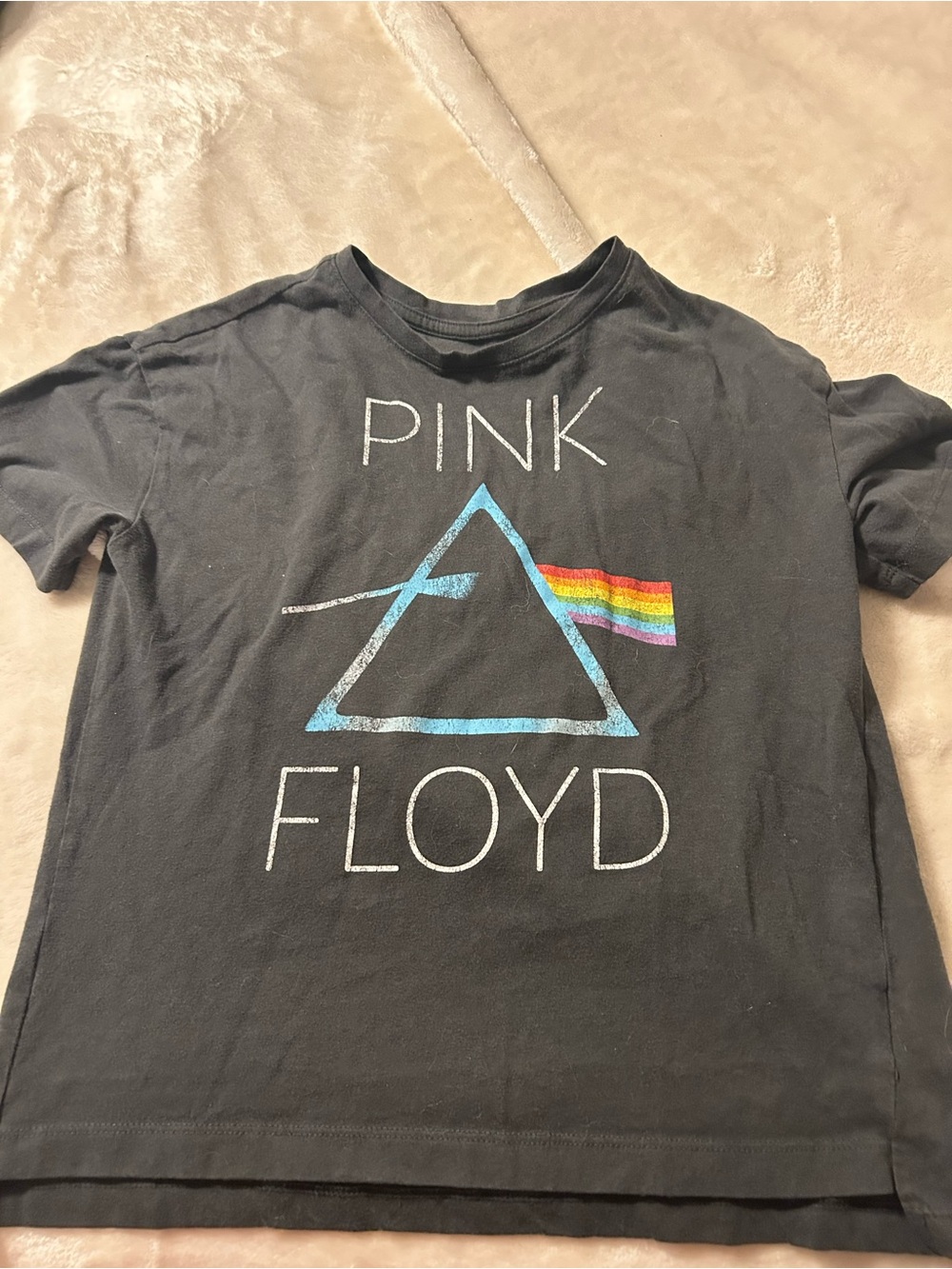 Pink Floyd Black Tee with Prism Rainbow Graphic - Kids